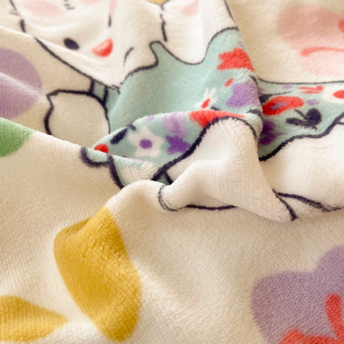 91家纺网 家纺一手货源 找家纺 金爱家 2023新款牛奶绒小清新四件套 快乐兔子