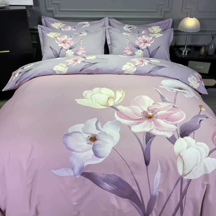 91家纺网 家纺一手货源 找家纺 金爱家2023新款大版磨毛四件套花卉系列 春风十里