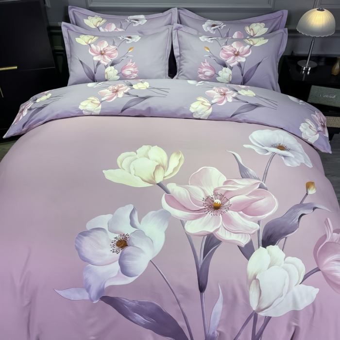 91家纺网 家纺一手货源 找家纺 金爱家2023新款大版磨毛四件套花卉系列 春风十里