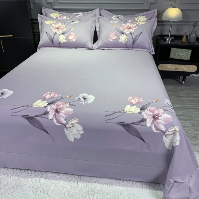 91家纺网 家纺一手货源 找家纺 金爱家2023新款大版磨毛四件套花卉系列 春风十里