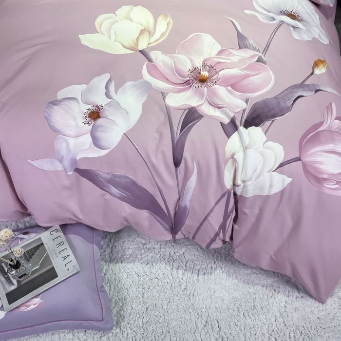 91家纺网 家纺一手货源 找家纺 金爱家2023新款大版磨毛四件套花卉系列 春风十里