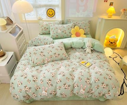 金爱家 2023新款牛奶绒小清新四件套 浪漫花季