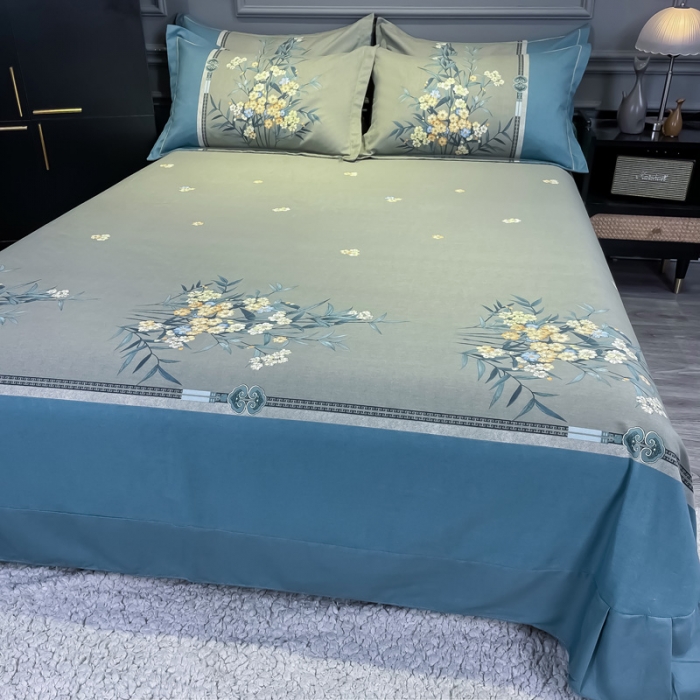 91家纺网 家纺一手货源 找家纺 金爱家2023新款大版磨毛四件套花卉系列 芳菲芳郁-兰