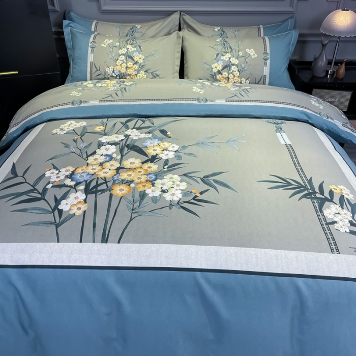 91家纺网 家纺一手货源 找家纺 金爱家2023新款大版磨毛四件套花卉系列 芳菲芳郁-兰