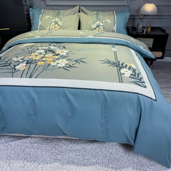 91家纺网 家纺一手货源 找家纺 金爱家2023新款大版磨毛四件套花卉系列 芳菲芳郁-兰