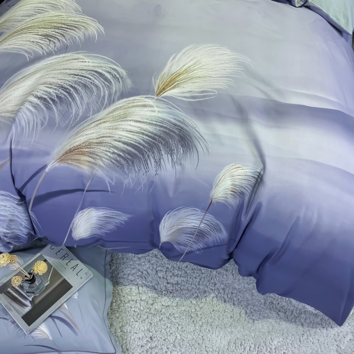 91家纺网 家纺一手货源 找家纺 金爱家2023新款大版磨毛四件套花卉系列 红尘烟雨-紫