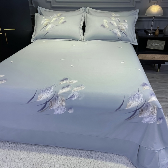 91家纺网 家纺一手货源 找家纺 金爱家2023新款大版磨毛四件套花卉系列 红尘烟雨-紫