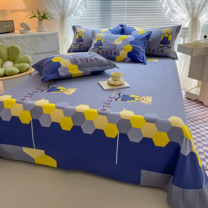 91家纺网 家纺一手货源 找家纺 金爱家 2023新款大版卡通磨毛四件套 快乐时光