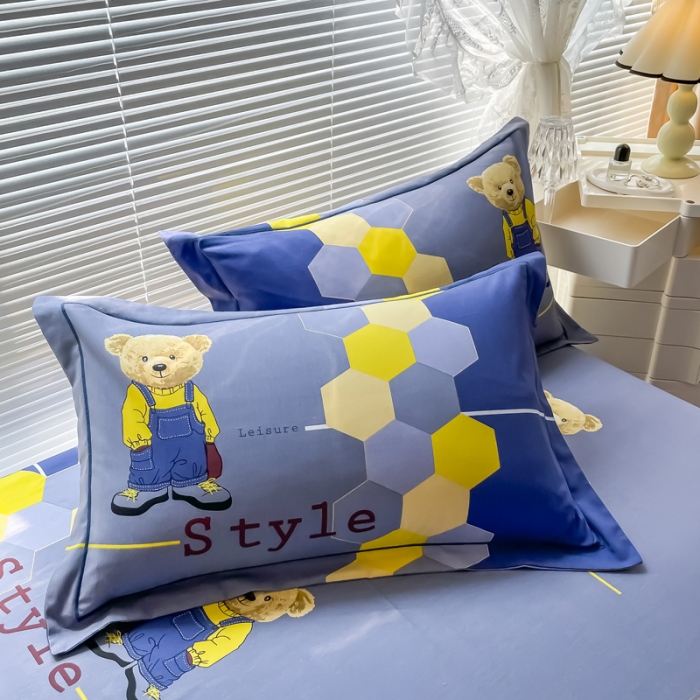 91家纺网 家纺一手货源 找家纺 金爱家 2023新款大版卡通磨毛四件套 快乐时光