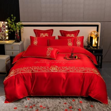 91家纺网 家纺一手货源 找家纺 （总）金麦家纺2022新款婚庆被大红喜被加厚磨毛婚庆四件套