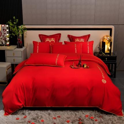 91家纺网 家纺一手货源 找家纺 （总）金麦家纺2022新款婚庆被大红喜被加厚磨毛婚庆四件套