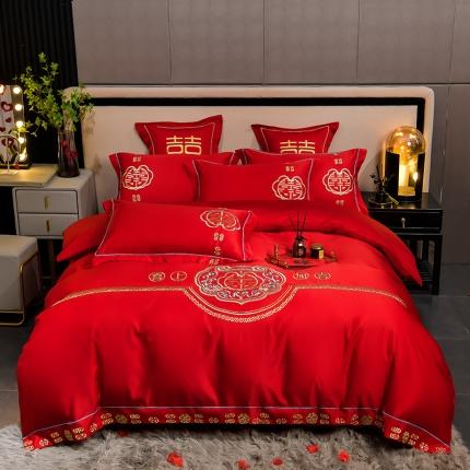 91家纺网 家纺一手货源 找家纺 （总）金麦家纺2022新款婚庆被大红喜被加厚磨毛婚庆四件套