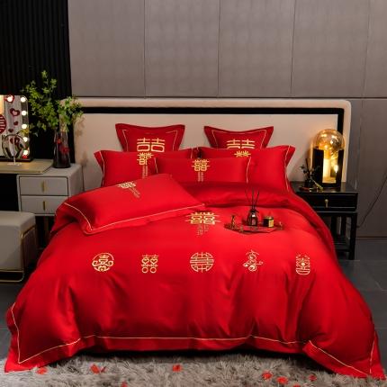 91家纺网 家纺一手货源 找家纺 （总）金麦家纺2022新款婚庆被大红喜被加厚磨毛婚庆四件套