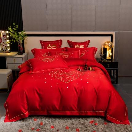91家纺网 家纺一手货源 找家纺 （总）金麦家纺2022新款婚庆被大红喜被加厚磨毛婚庆四件套