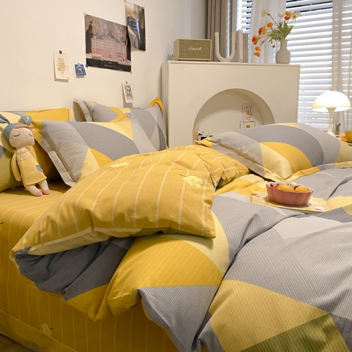 91家纺网 家纺一手货源 找家纺 （总）金爱家 2023新款纯棉生态磨毛小清新四件套