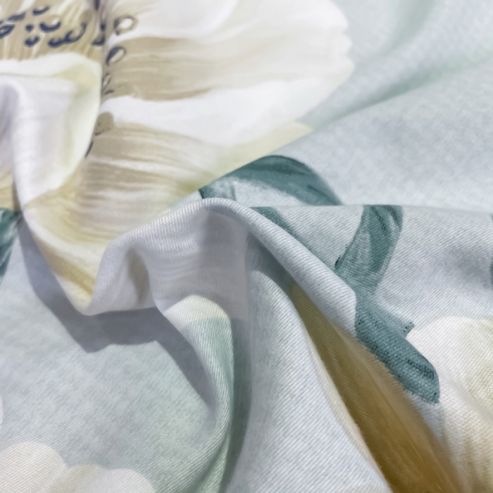 91家纺网 家纺一手货源 找家纺 金爱家2023新款大版磨毛四件套花卉系列 探花绿