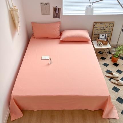 玖弘家居  2022新款全棉色织水洗棉单品床单系列 纯粉