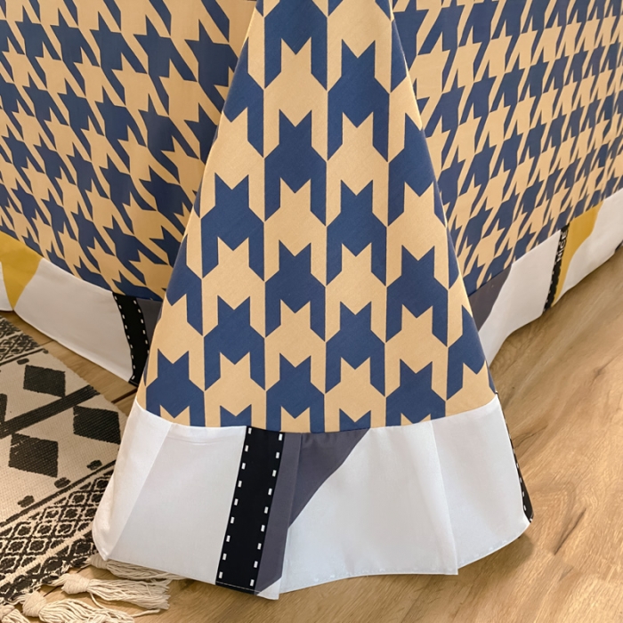 91家纺网 家纺一手货源 找家纺 金爱家 2023新款纯棉生态磨毛小清新四件套 莫吉托-蓝