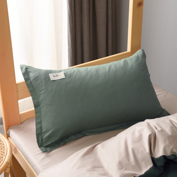 91家纺网 家纺一手货源 找家纺 卡迪亚家纺2022新款全棉13372学生纯色三件套 果绿卡其