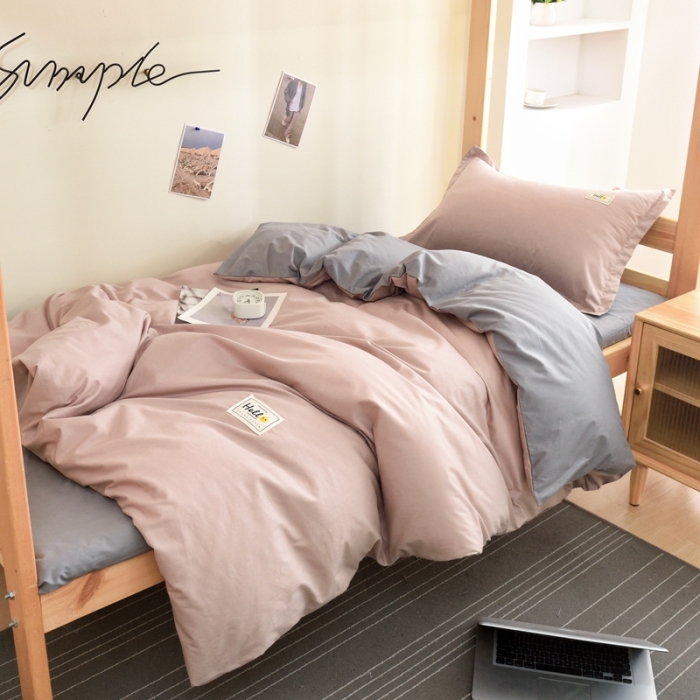 91家纺网 家纺一手货源 找家纺 卡迪亚家纺2022新款全棉13372学生纯色三件套 卡其灰