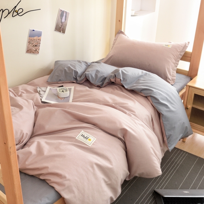 91家纺网 家纺一手货源 找家纺 卡迪亚家纺2022新款全棉13372学生纯色三件套 卡其灰