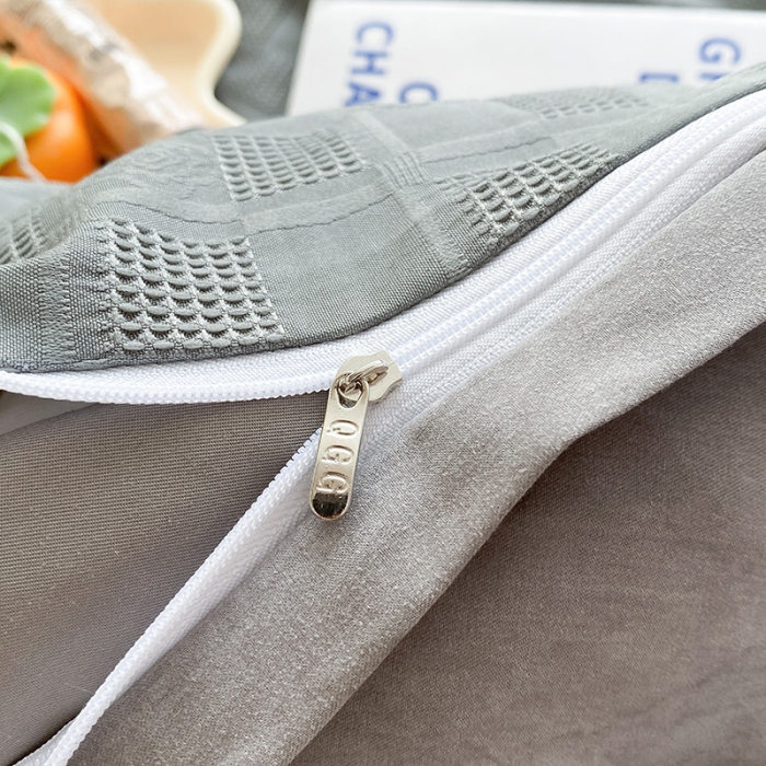 91家纺网 家纺一手货源 找家纺 琪格格2022新款水洗棉华夫格四件套 高级灰