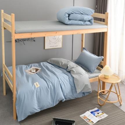 卡迪亚家纺2022新款全棉13372学生纯色三件套 兰灰