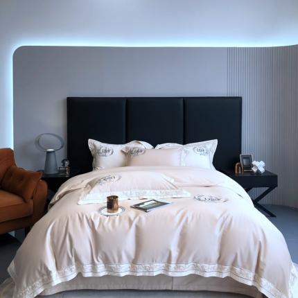 91家纺网 家纺一手货源 找家纺 馨蕊2022秋冬新品100支高定系列全棉四件套-蝶舞 香槟