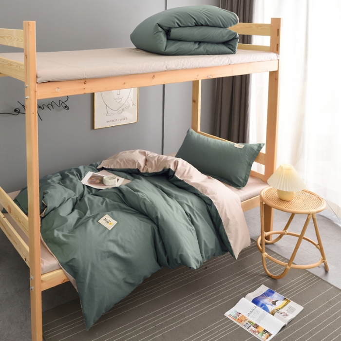 91家纺网 家纺一手货源 找家纺 （总）2024新款单人学生宿舍学生床三件套13372纯棉纯色全棉斜纹素色