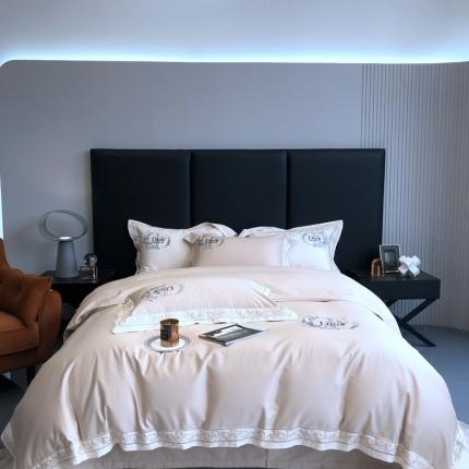 馨蕊2022秋冬新品100支高定系列全棉四件套-蝶舞 香槟