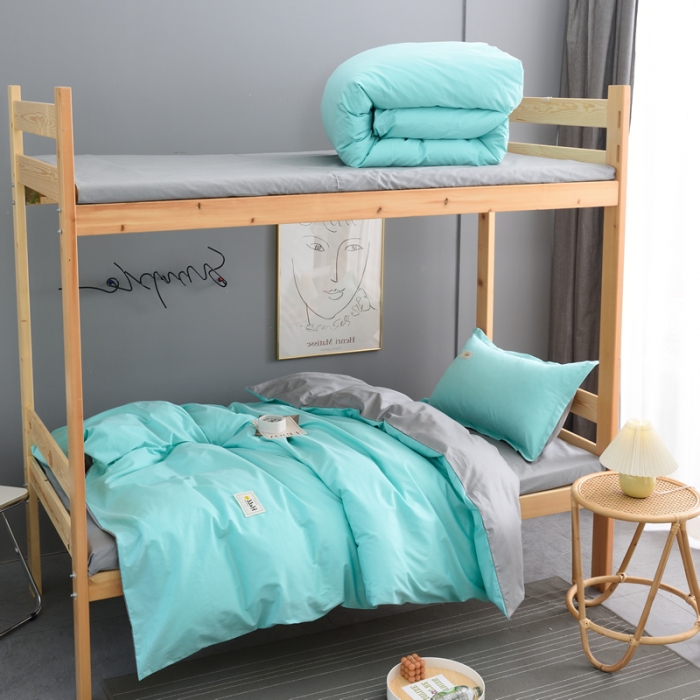 91家纺网 家纺一手货源 找家纺 晶缦 2022新款宿舍学生床全棉13372纯色三件套 蒂芙蓝