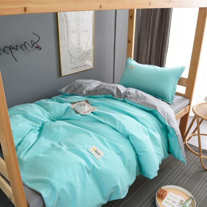 91家纺网 家纺一手货源 找家纺 晶缦 2022新款宿舍学生床全棉13372纯色三件套 蒂芙蓝