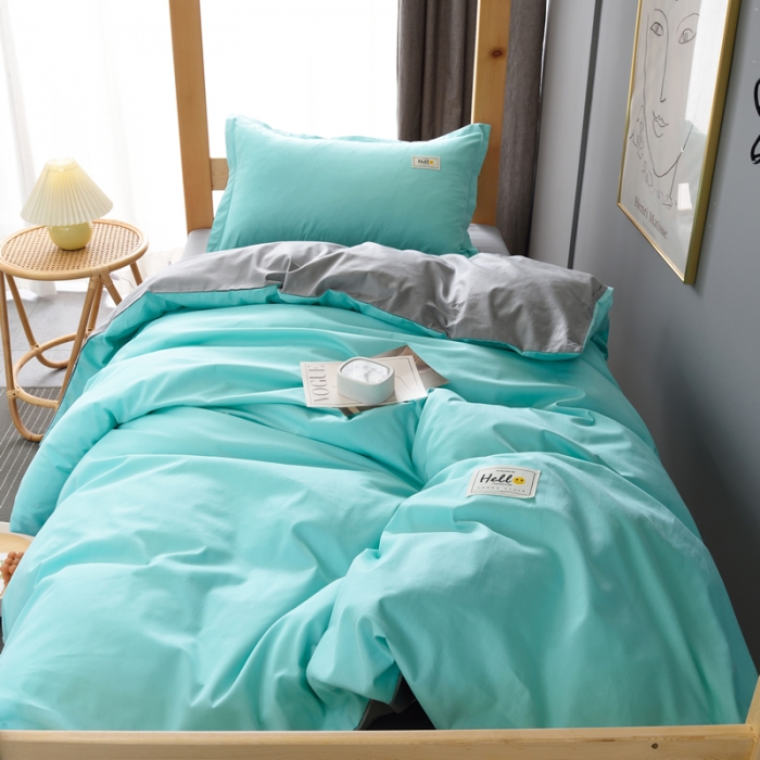 91家纺网 家纺一手货源 找家纺 晶缦 2022新款宿舍学生床全棉13372纯色三件套 蒂芙蓝