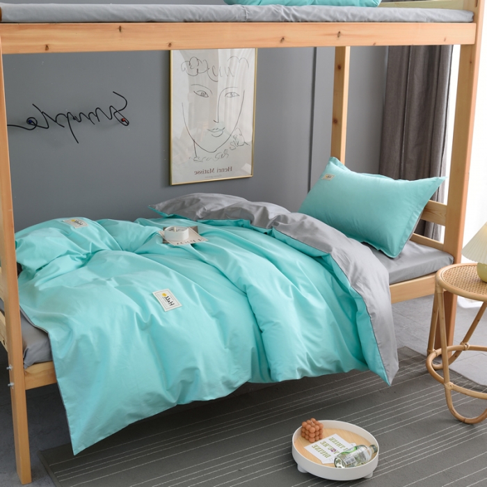91家纺网 家纺一手货源 找家纺 晶缦 2022新款宿舍学生床全棉13372纯色三件套 蒂芙蓝