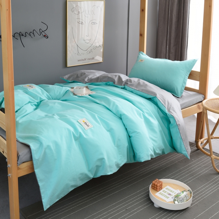 91家纺网 家纺一手货源 找家纺 晶缦 2022新款宿舍学生床全棉13372纯色三件套 蒂芙蓝
