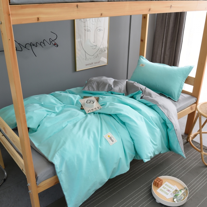 91家纺网 家纺一手货源 找家纺 晶缦 2022新款宿舍学生床全棉13372纯色三件套 蒂芙蓝