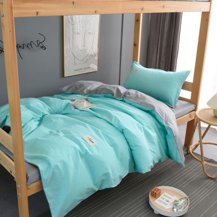 91家纺网 家纺一手货源 找家纺 晶缦 2022新款宿舍学生床全棉13372纯色三件套 蒂芙蓝
