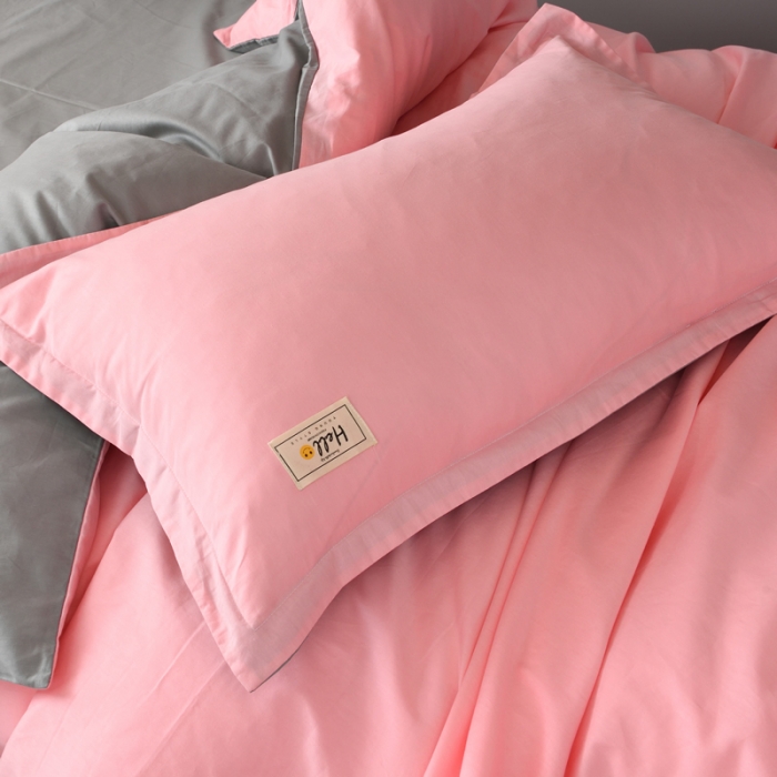 91家纺网 家纺一手货源 找家纺 晶缦 2022新款宿舍学生床全棉13372纯色三件套 粉灰