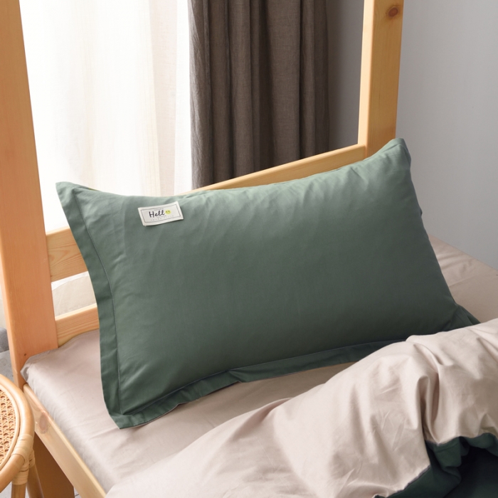 91家纺网 家纺一手货源 找家纺 晶缦 2022新款宿舍学生床全棉13372纯色三件套 果绿卡其