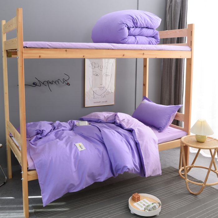 91家纺网 家纺一手货源 找家纺 晶缦 2022新款宿舍学生床全棉13372纯色三件套 梦幻紫
