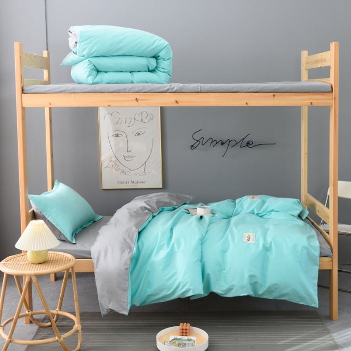 91家纺网 家纺一手货源 找家纺 晶缦 2022新款宿舍学生床全棉13372纯色三件套 蒂芙蓝