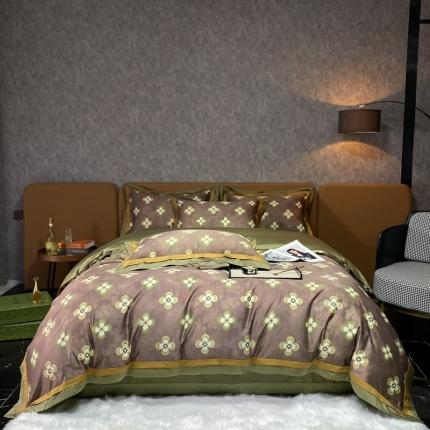 91家纺网 家纺一手货源 找家纺 7月100S美式复古风数码印花四件套三面边 贝尔