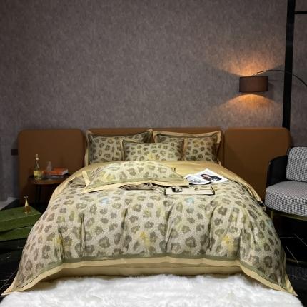 91家纺网 家纺一手货源 找家纺 7月100S数码美式复古风印花四件套 霾沧-黄