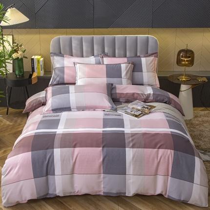 91家纺网 家纺一手货源 找家纺 简冠家纺 2022新款全棉加厚生态磨毛四件套 莫格-粉