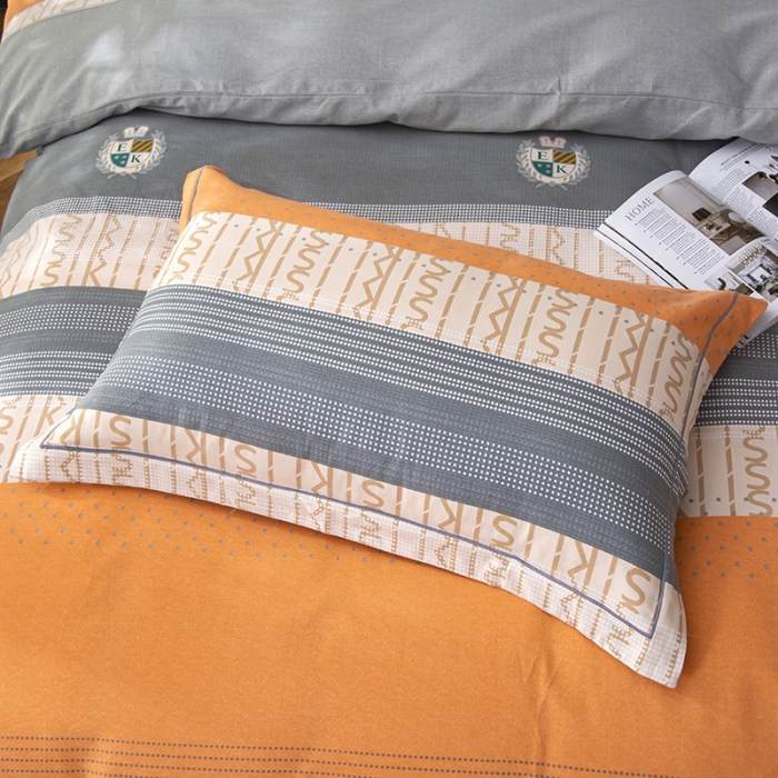 91家纺网 家纺一手货源 找家纺 简冠家纺 2022新款全棉加厚生态磨毛四件套 都市英伦-桔