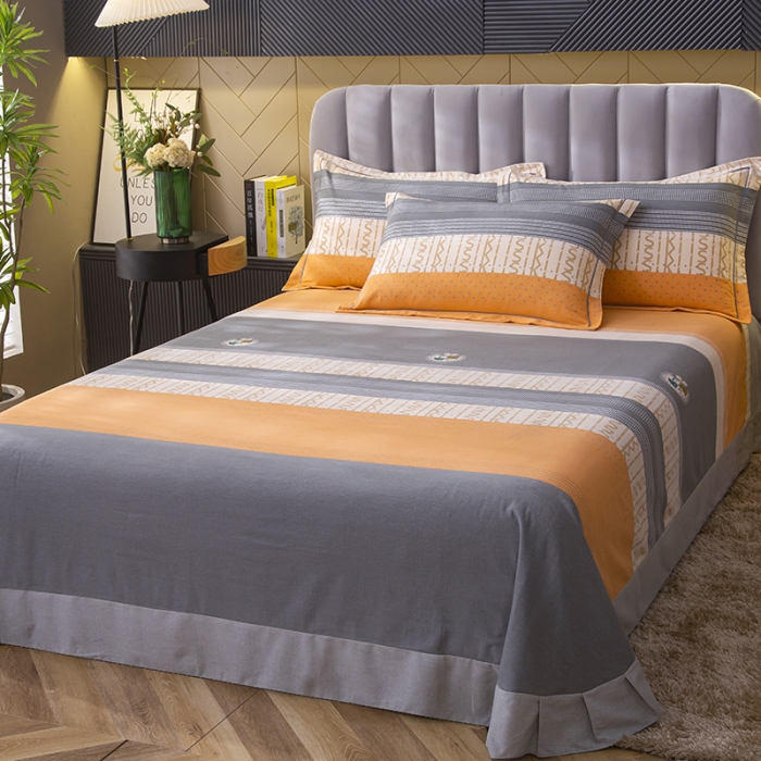 91家纺网 家纺一手货源 找家纺 简冠家纺 2022新款全棉加厚生态磨毛四件套 都市英伦-桔