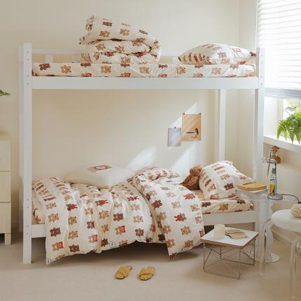 91家纺网 家纺一手货源 找家纺 寐眠 2022新款全棉印花学生三件套 可可熊