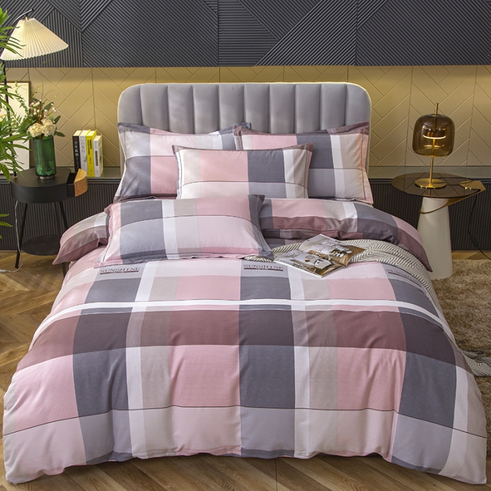 91家纺网 家纺一手货源 找家纺 简冠家纺 2022新款全棉加厚生态磨毛四件套 莫格-粉