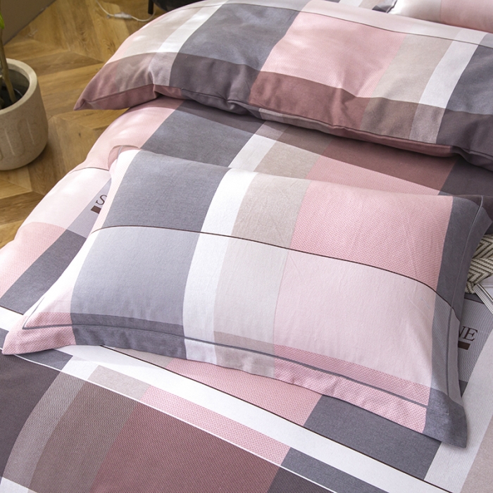 91家纺网 家纺一手货源 找家纺 简冠家纺 2022新款全棉加厚生态磨毛四件套 莫格-粉