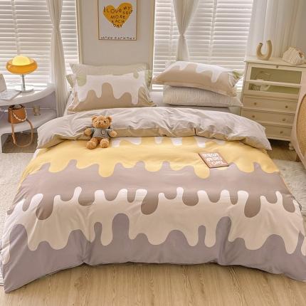 91家纺网 家纺一手货源 找家纺 乐童新款全棉网红直播爆款吊边一字绣工艺款四件套（二）风吹麦浪